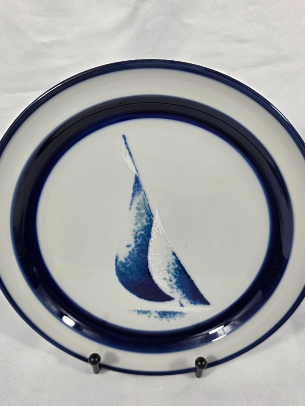 Noritake Primastone Running Free Salad Plate Blue Sailboats, Band & Trim